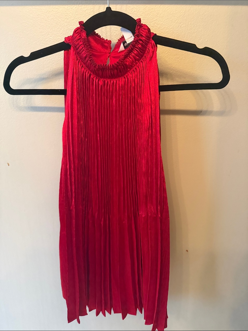 Pleated Red Halter Long Too